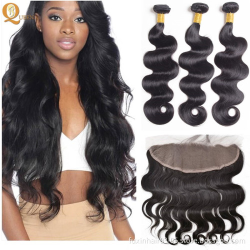 Hair Lace Closure Bundles Natural Ear to Ear Lace Closure Peruvian 3 Bundles with Closure Human Hair 100% Human Remy Hair